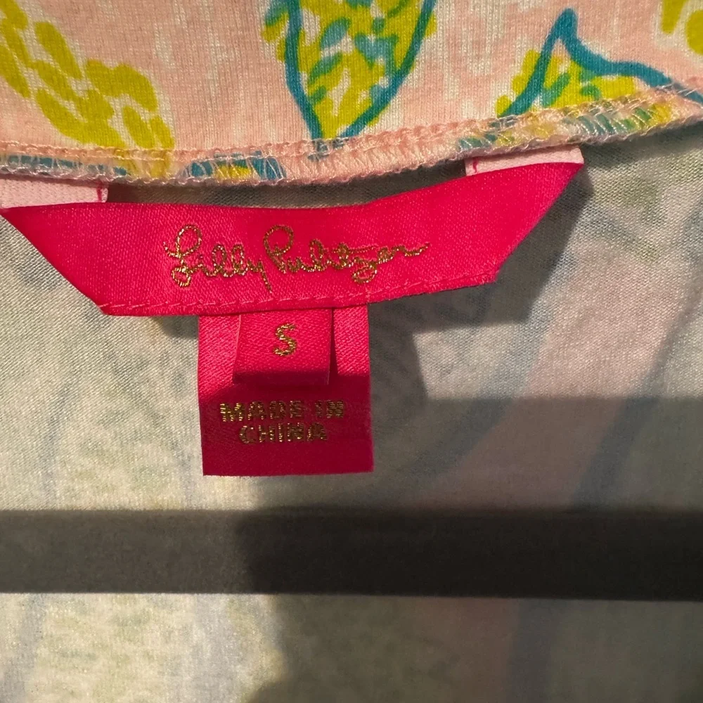 Lilly Pulitzer Pink, Green and Blue Leaf Patterned Wrap Romper - Size S